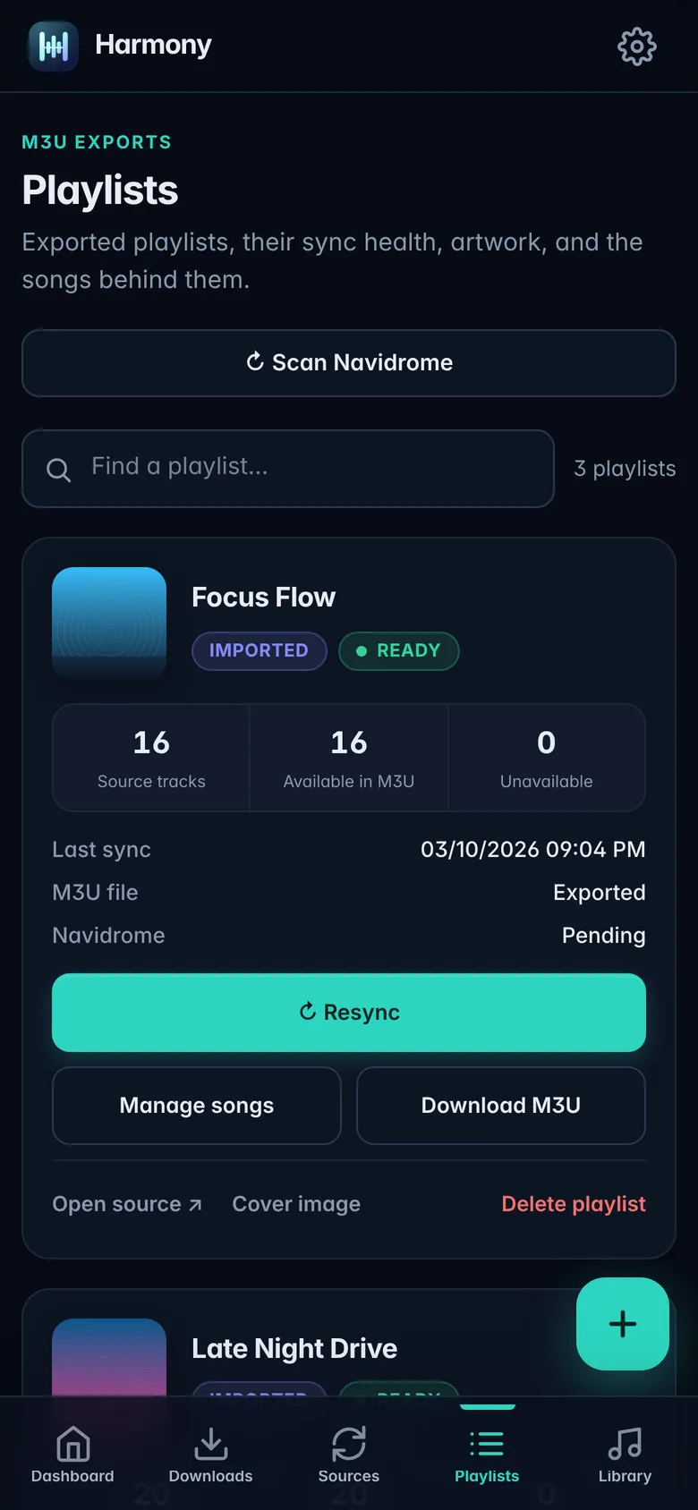 Mobile playlist cards